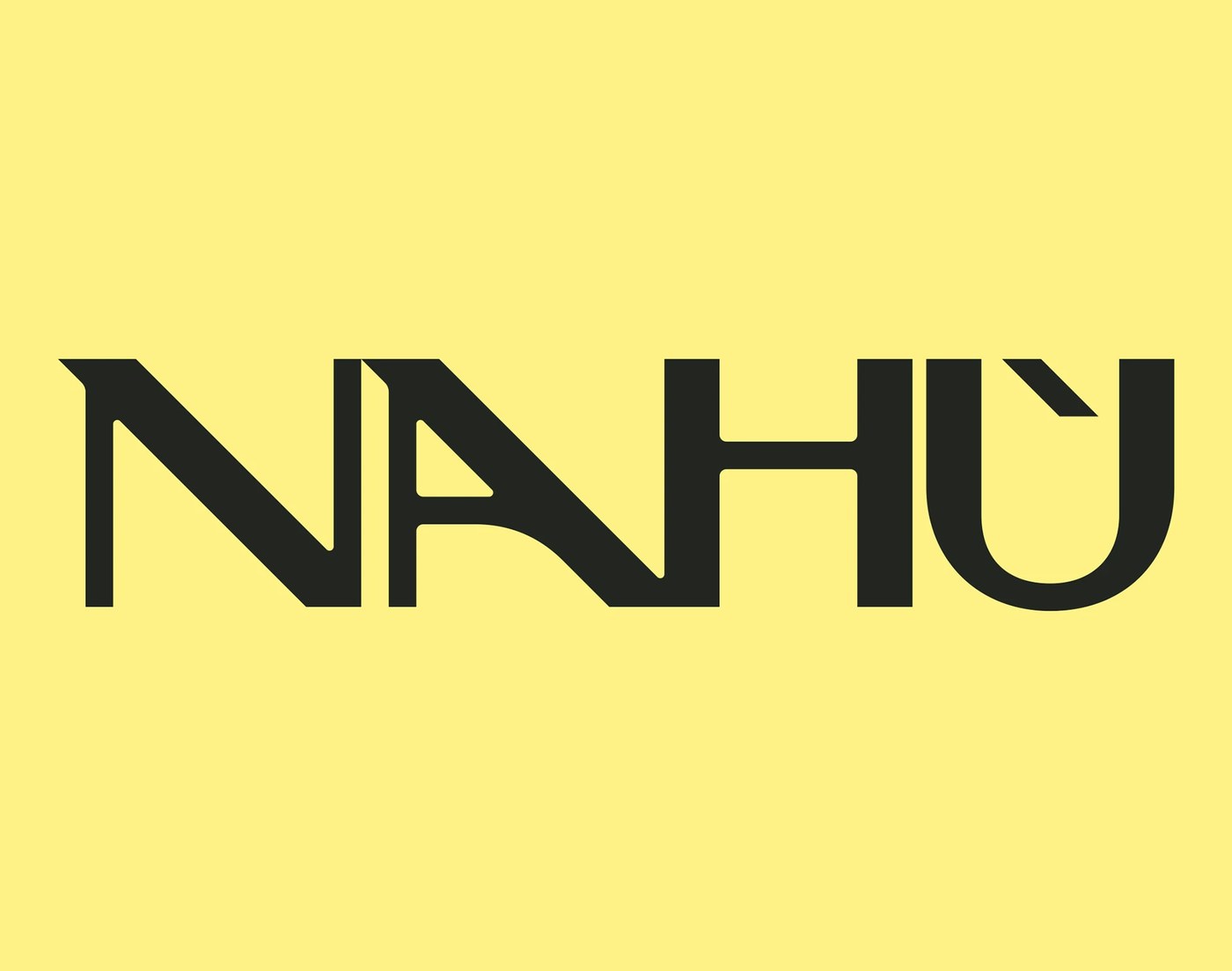 Nahù custom logotype typography on yellow canvas — branding design by Brand Brothers