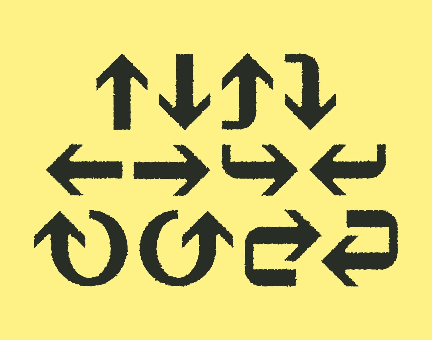 Distressed directional arrow iconographic system — branding design by Brand Brothers