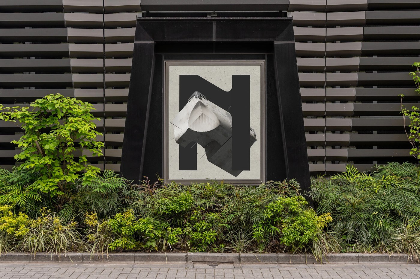 Neckel Studio brutalist visual identity architectural signage by Monga Design