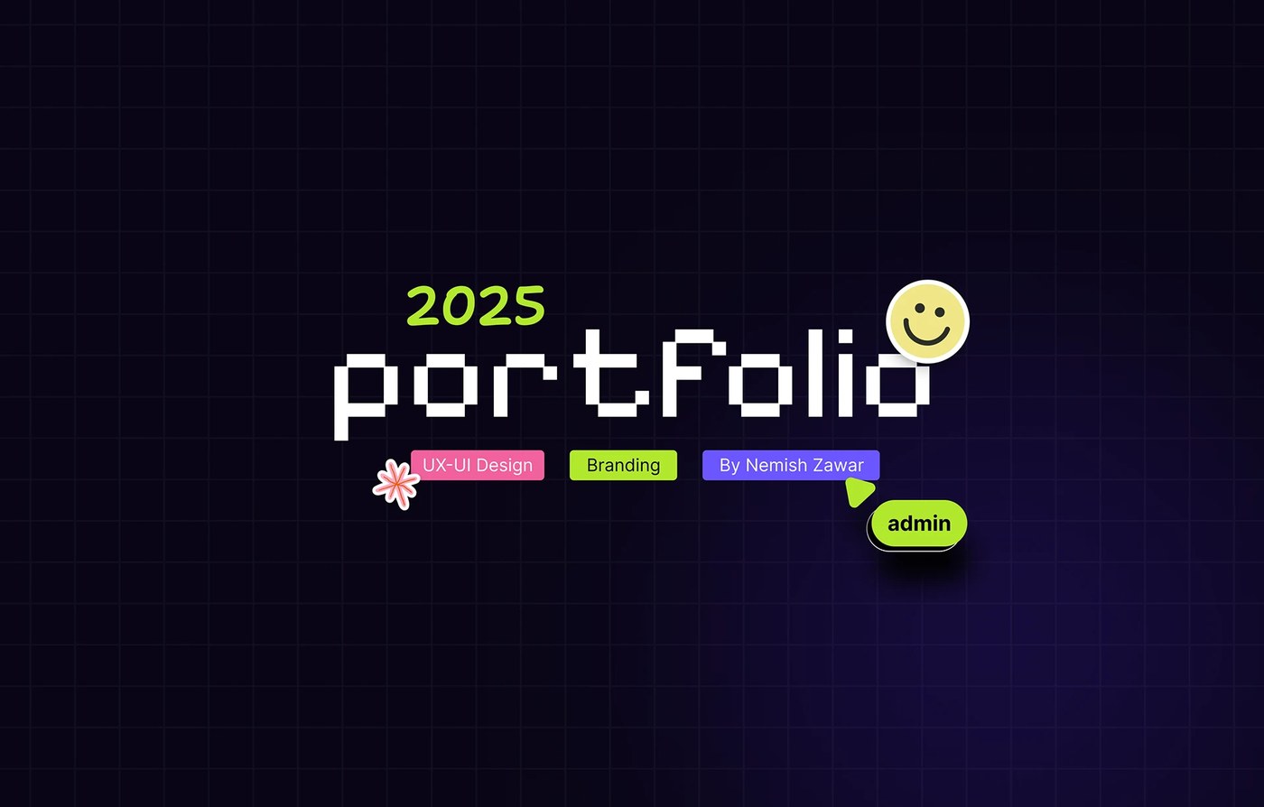 ui ux portfolio design system interface with clean dashboard screenshots and cartoon elements