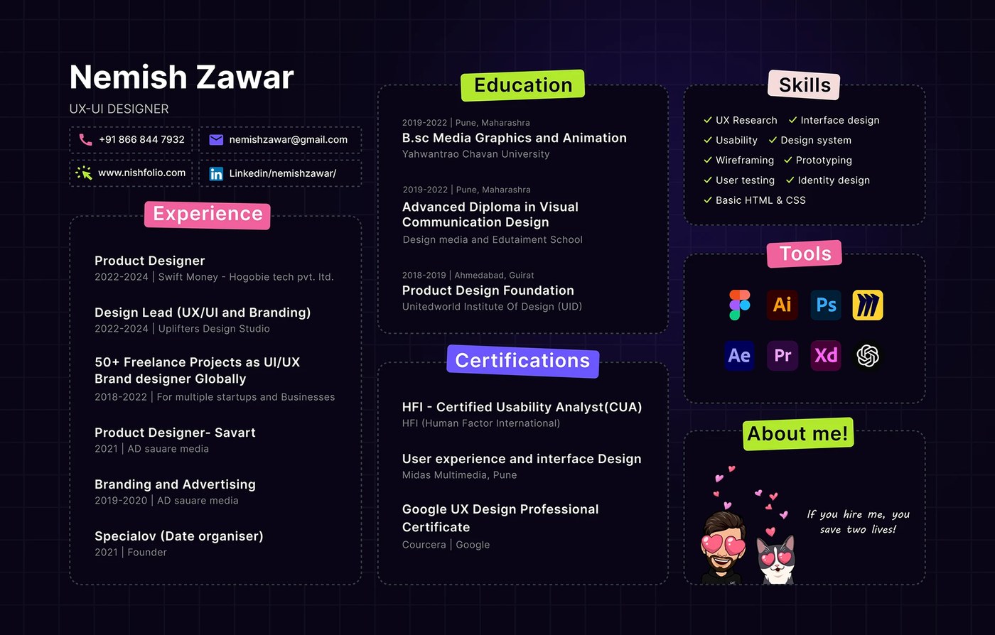 ui ux portfolio design system interface using high contrast dark background styling