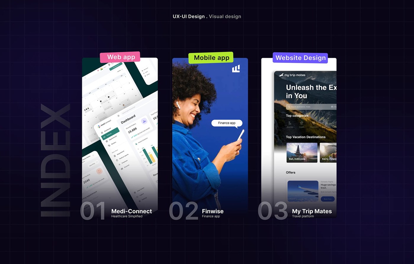 ui ux portfolio design system interface layout showcasing clean mobile application views