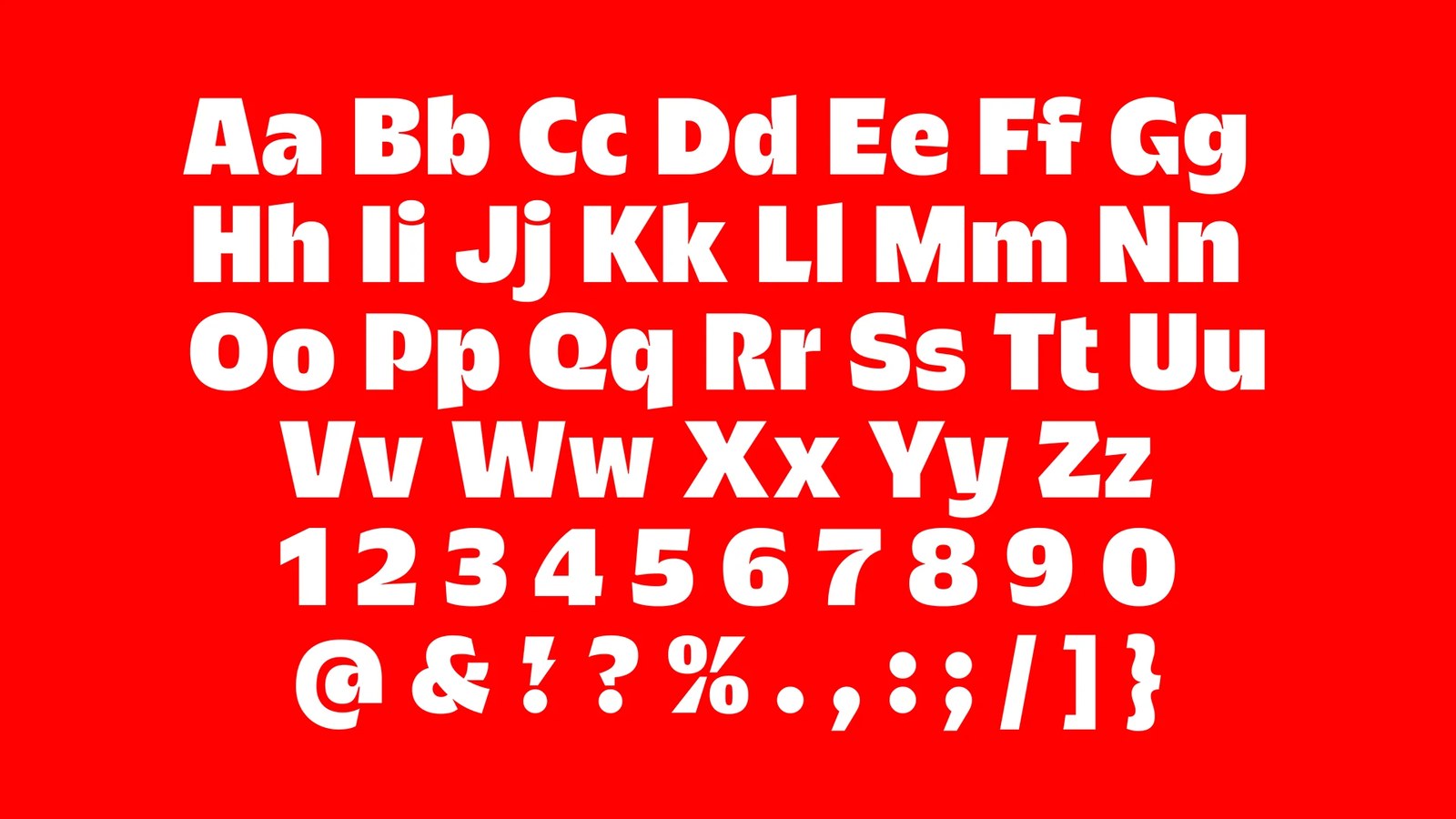 Nescau Display full alphabet character set, numerals, and lightning-bolt punctuation specimen — type design by Plau Design