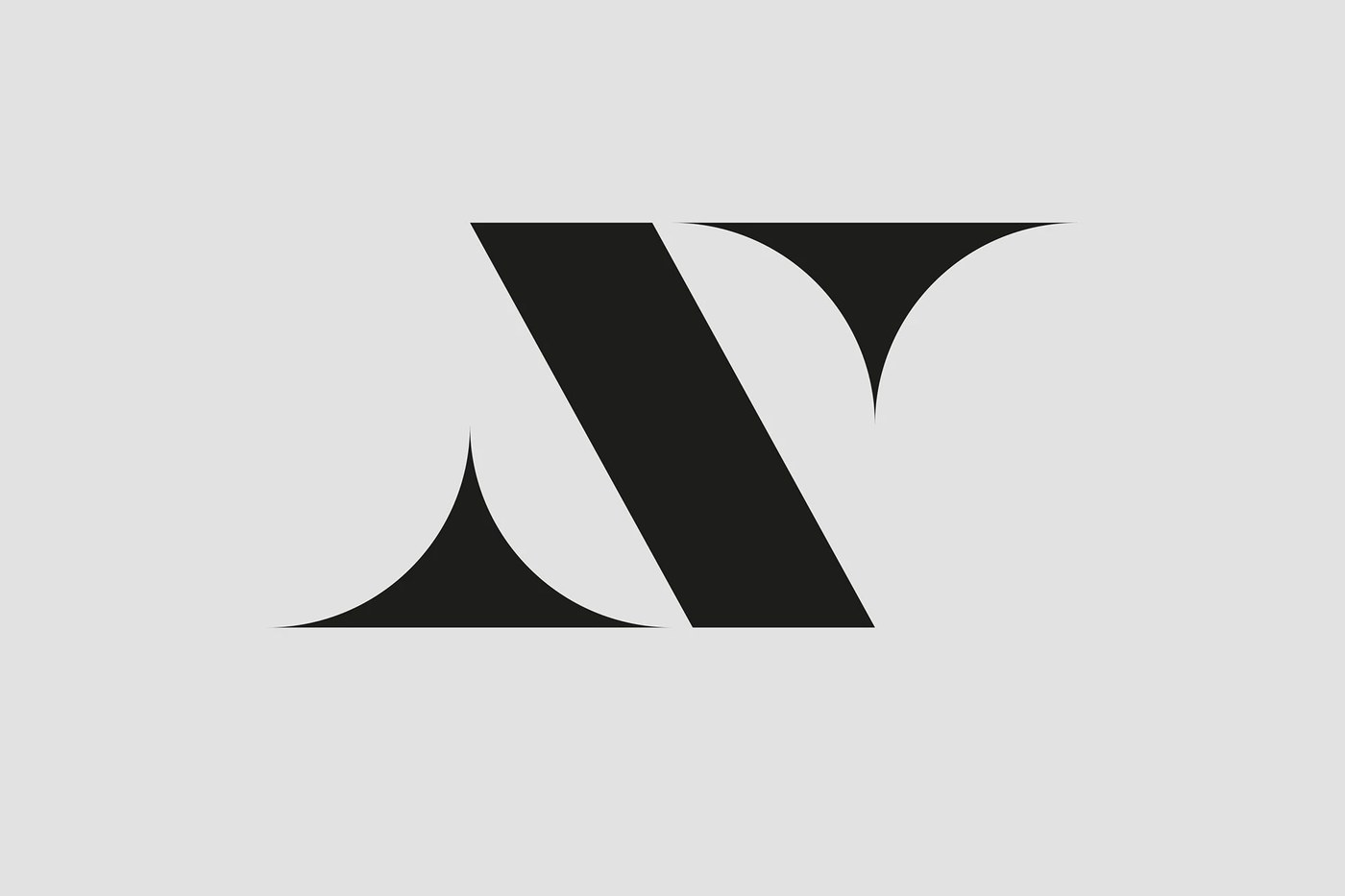 Geometric cross-leg monogram mark in No Early Birds branding design by Kurppa Hosk