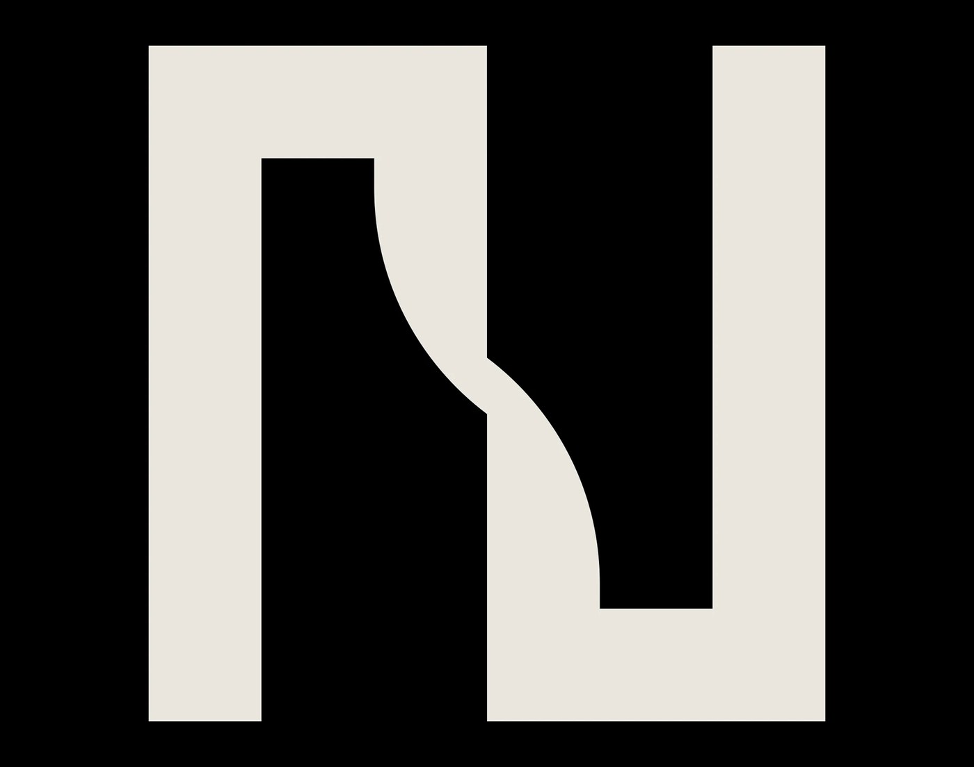 Geometric N glyph detail in Node modular brand identity