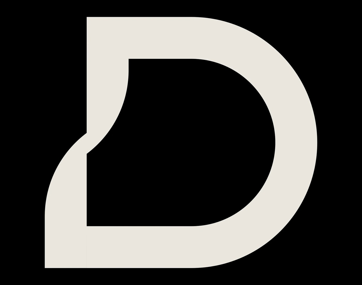 Curved D letterform anatomy in Node brand identity typography
