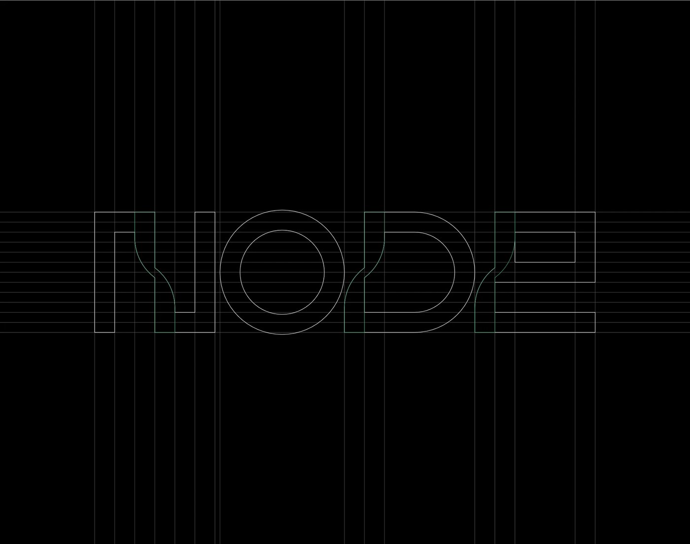 Construction grid wireframe blueprint for Node brand identity logotype