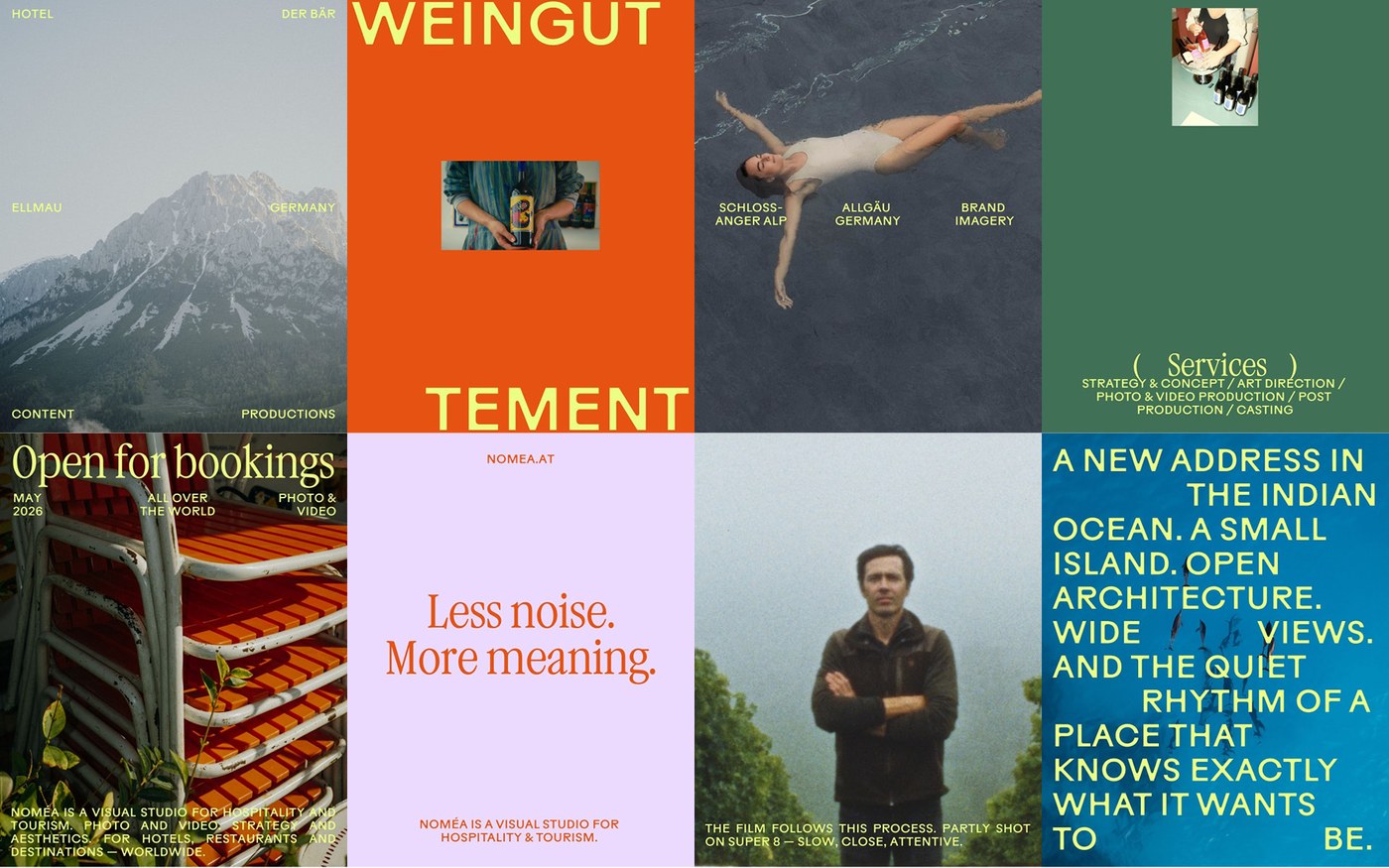 Nomēa Studio modular responsive editorial web layout branding