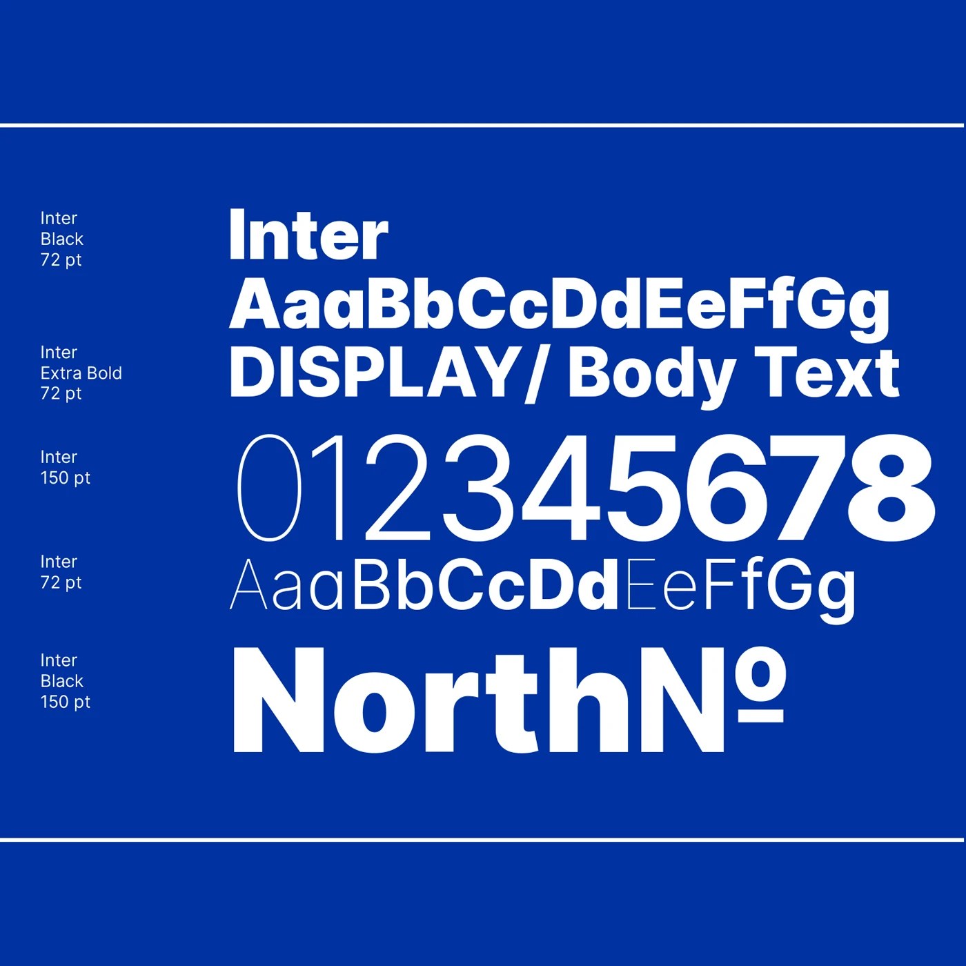 Inter typeface typography specimen and optical weight hierarchy for North of Normal branding design