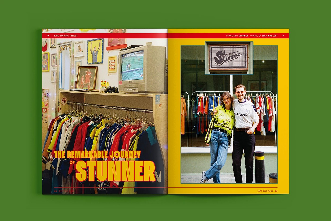 Kyiv to King Street editorial design feature showcasing vintage football kit culture and retro photography