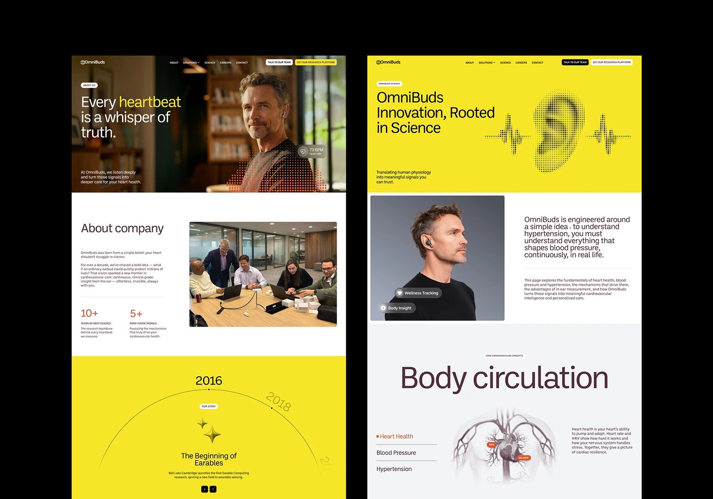 OmniBuds web design interactive digital experience and product story by HALO LAB