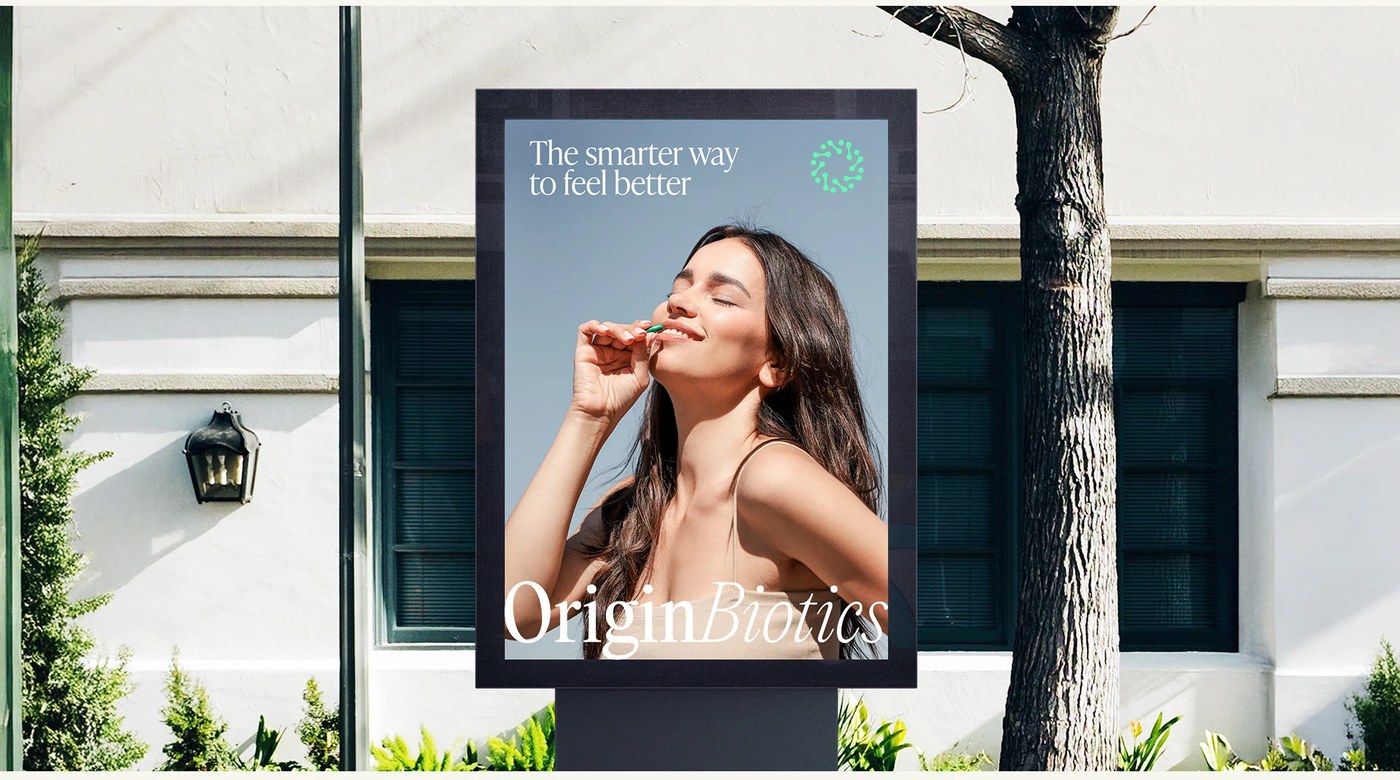 Originbiotics packaging visual ecosystem and print details