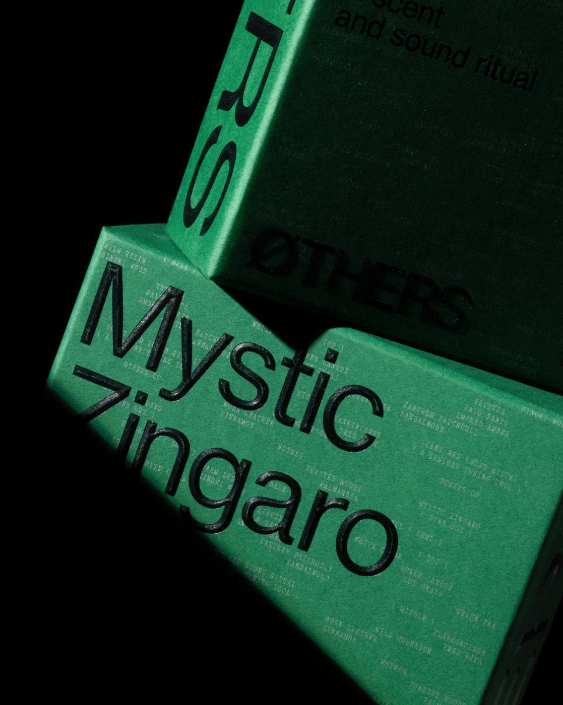 Tactile green box with 3D sculpted emboss and formula annotations in editorial design by Two Times Elliott
