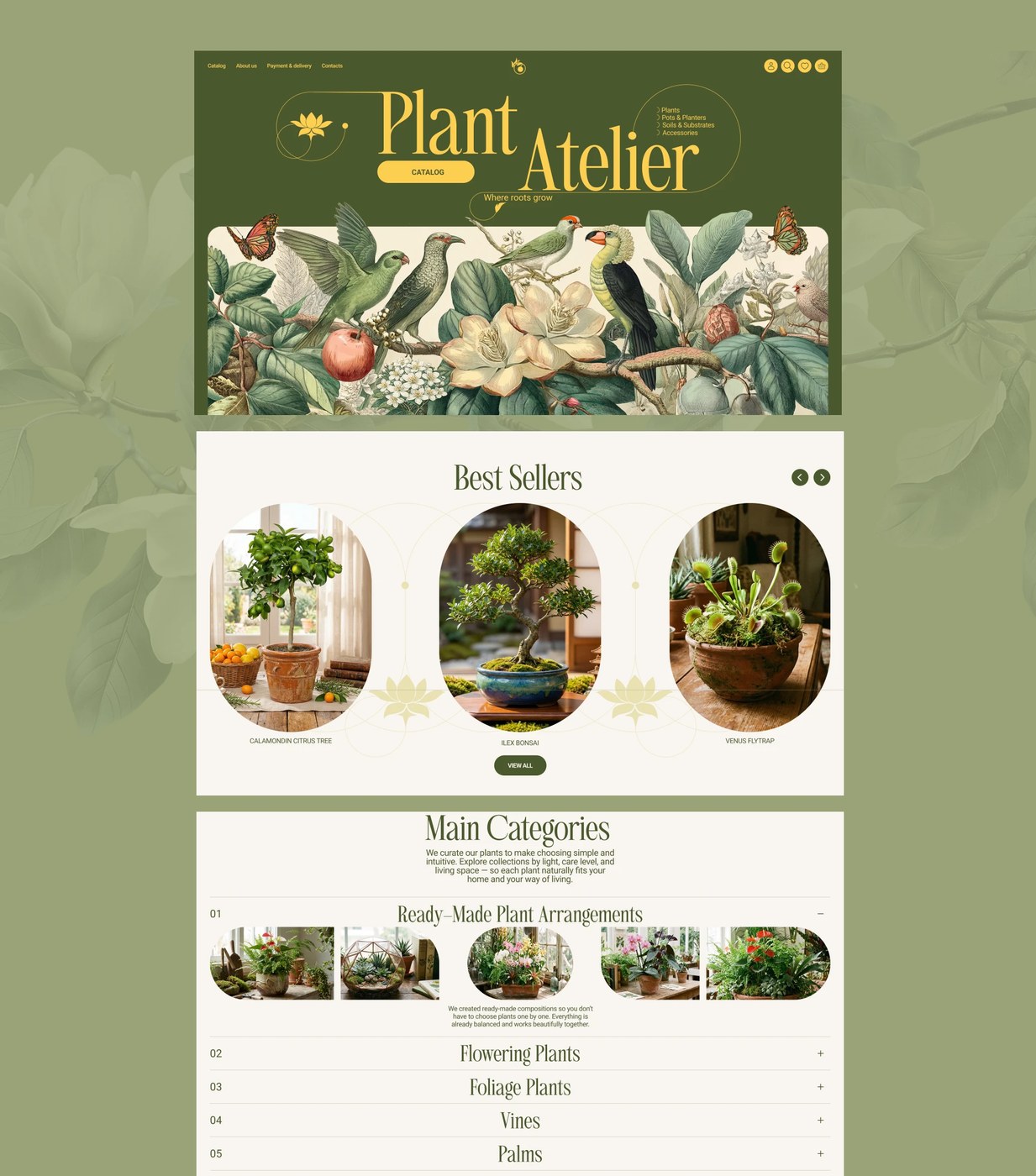 Interactive catalog filter screens from the e-commerce UI UX design web layout
