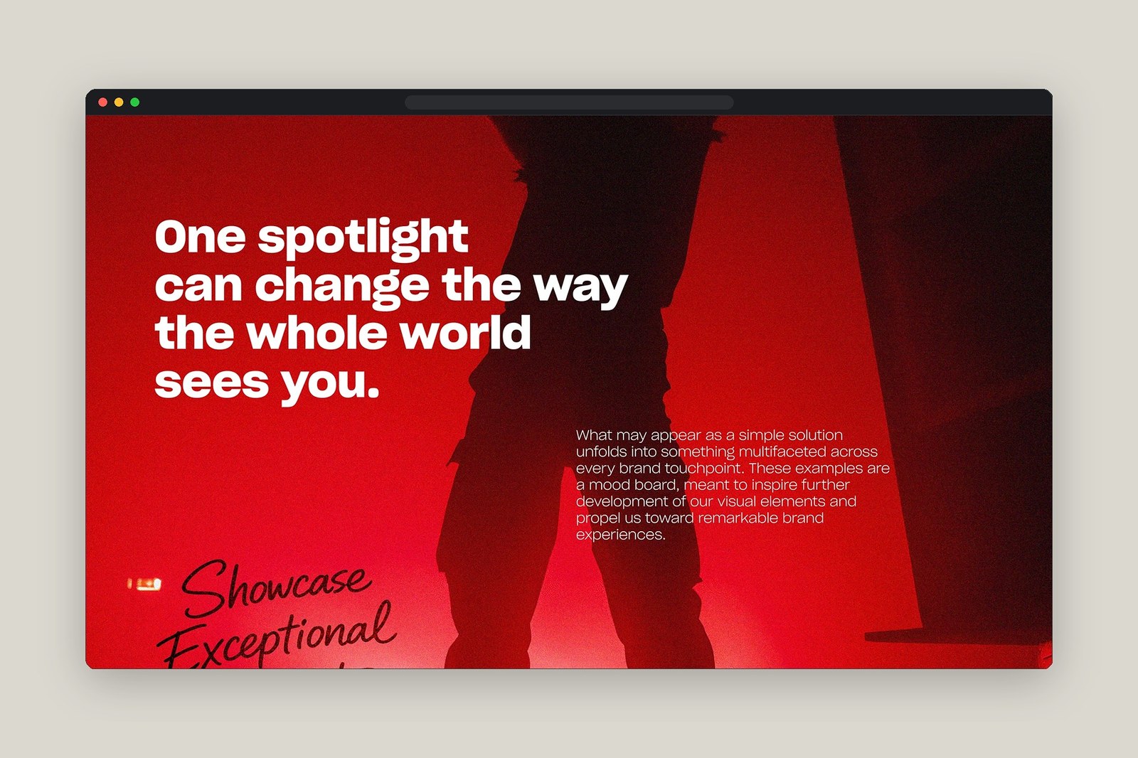 Podium editorial poster and moodboard typography over red stage silhouette by Humbleteam
