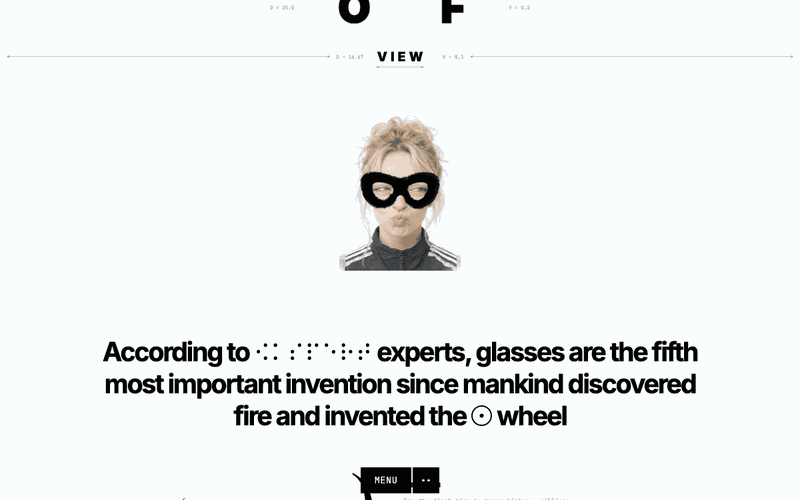 Interactive scrolling transition in Point of View editorial web design simulating optical focal length