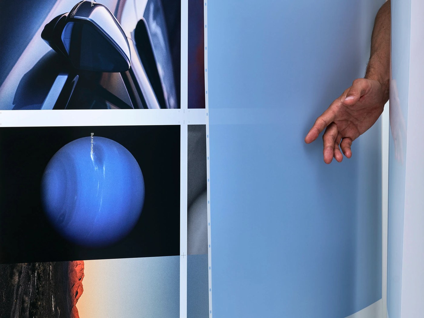 Inspection of press calibration sheets and color registration marks for Polestar 4 poster design