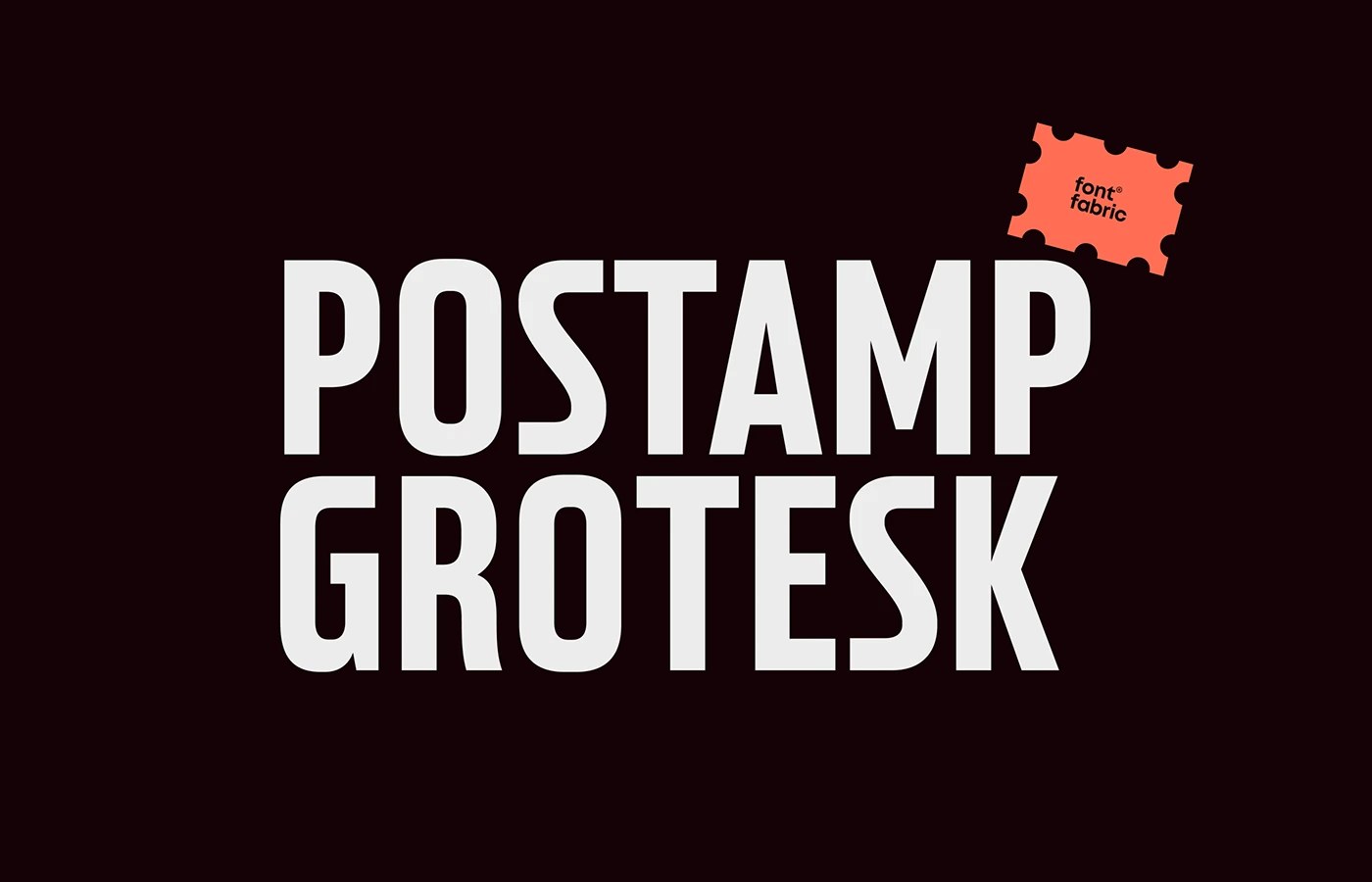 Postamp Grotesk condensed sans serif typeface title card on near-black background by Fontfabric