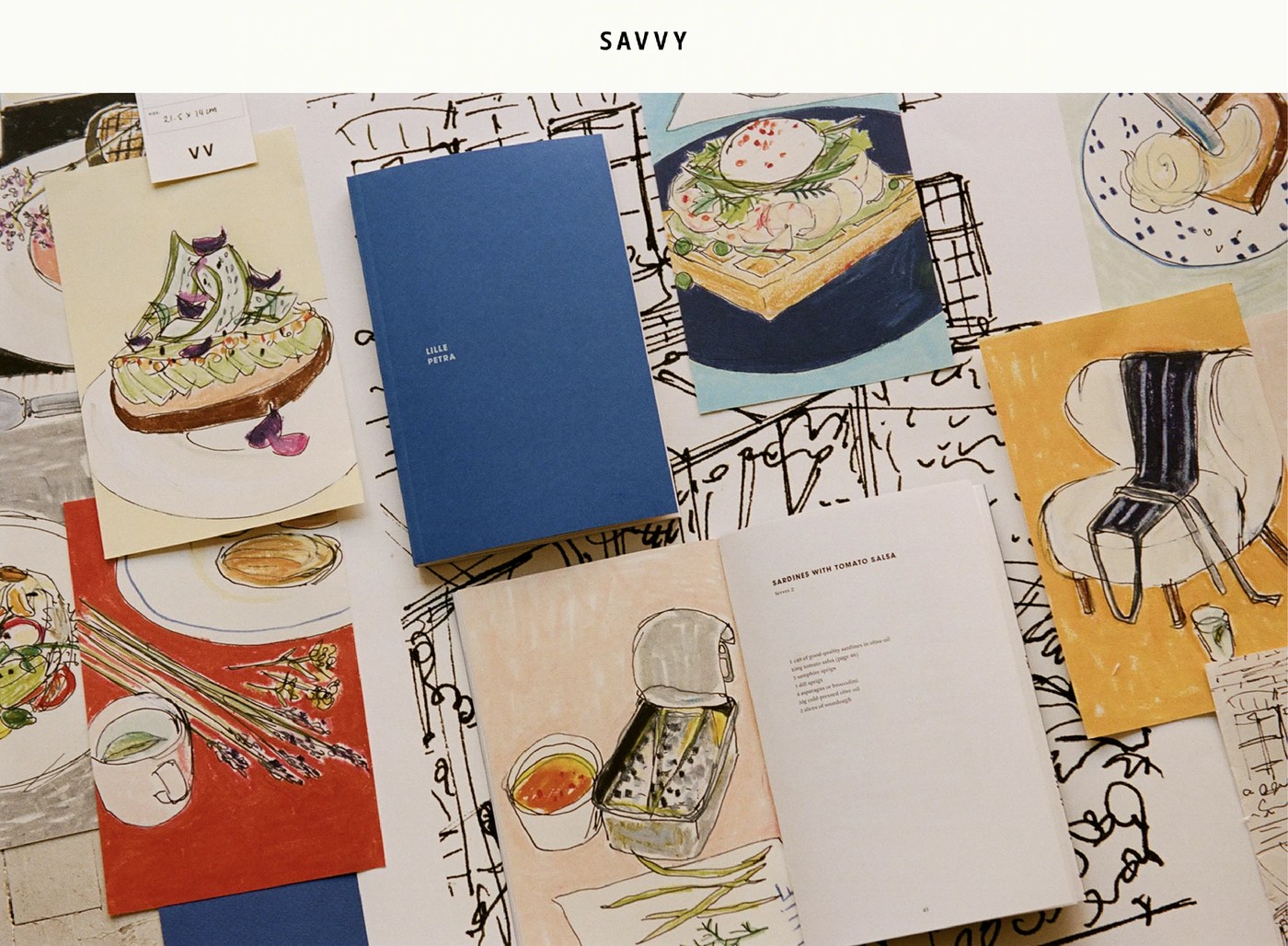 Lille Petra book and culinary illustration cards in packaging design by SAVVY STUDIO