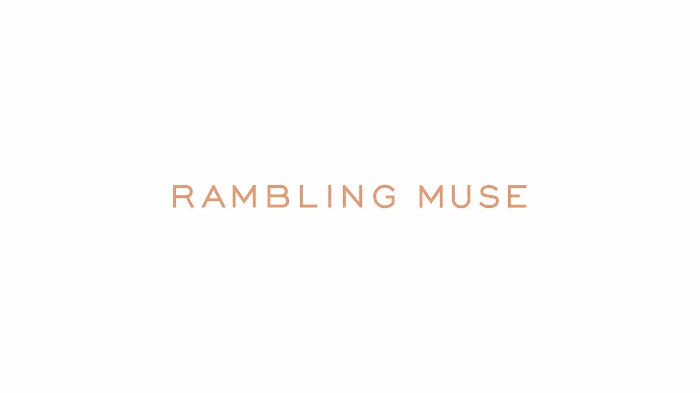 Rambling Muse custom geometric owl brand mark in blush pink and charcoal