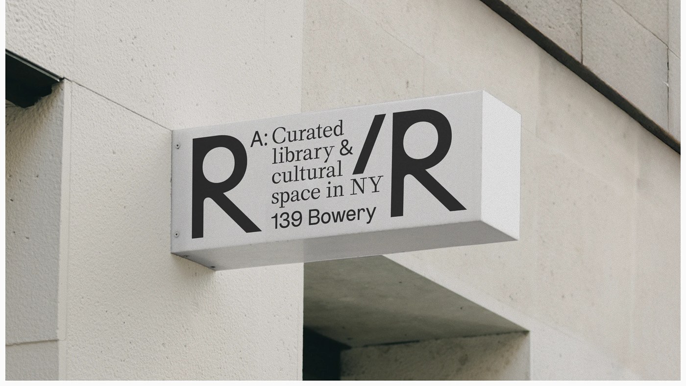 Reading Rooms architectural exterior signage — branding design by Anatolie Micaliuc
