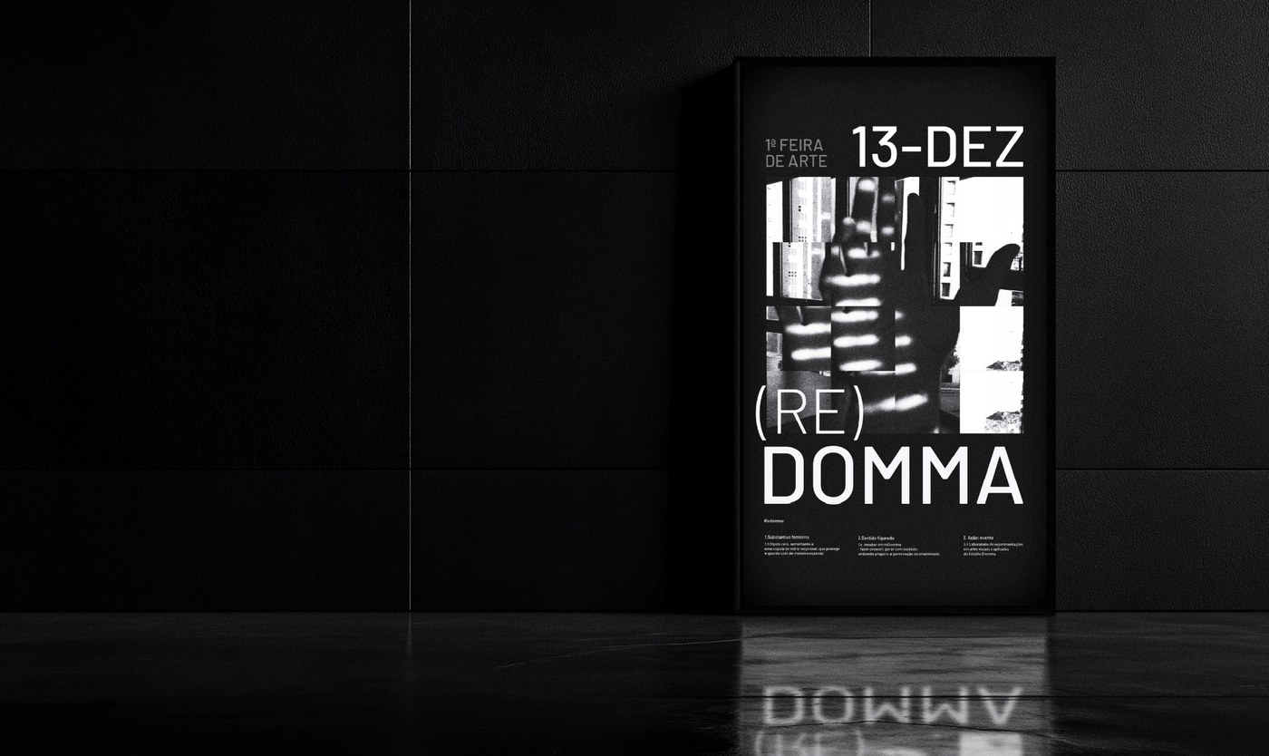 Monochrome typographic layout grid for art fair brand identity
