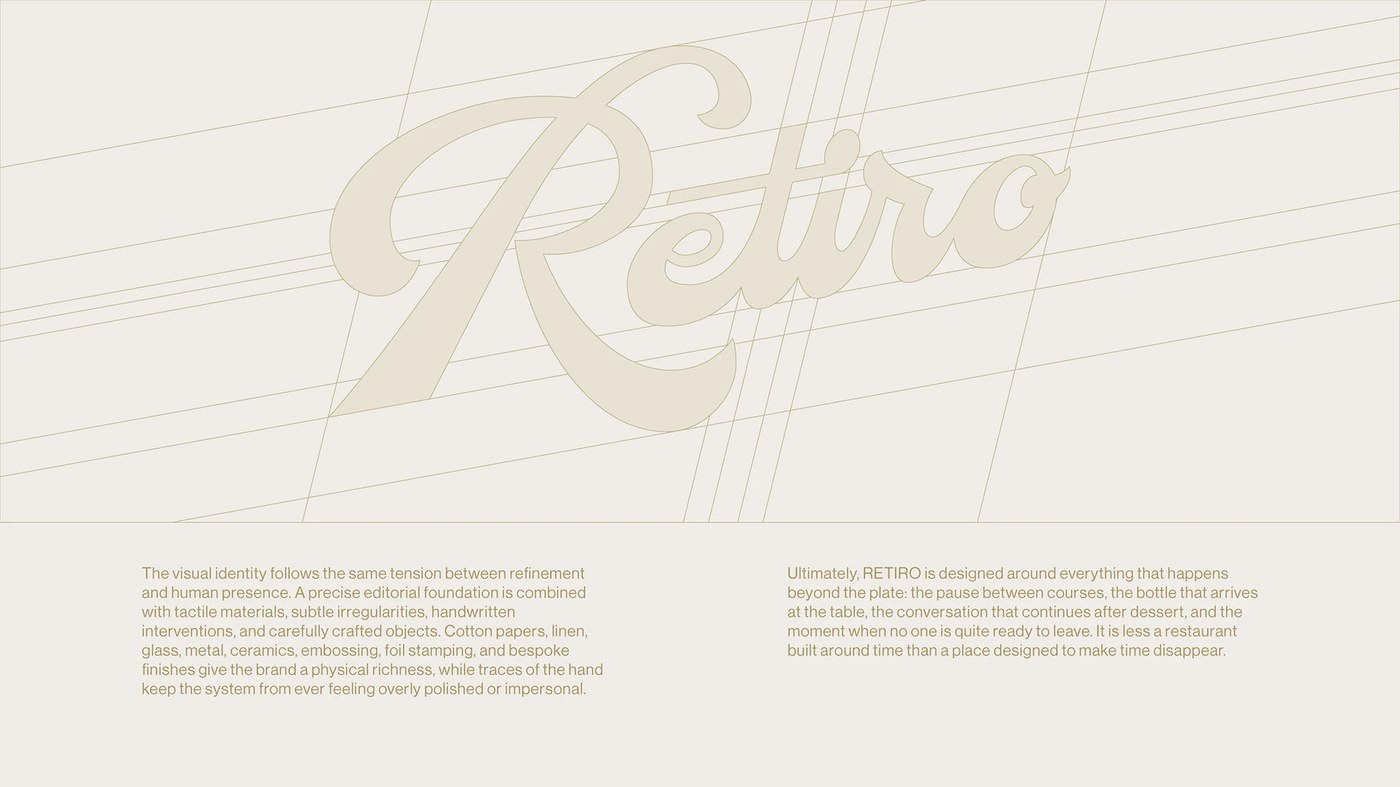 RETIRO branding design wine list typography and menu layout