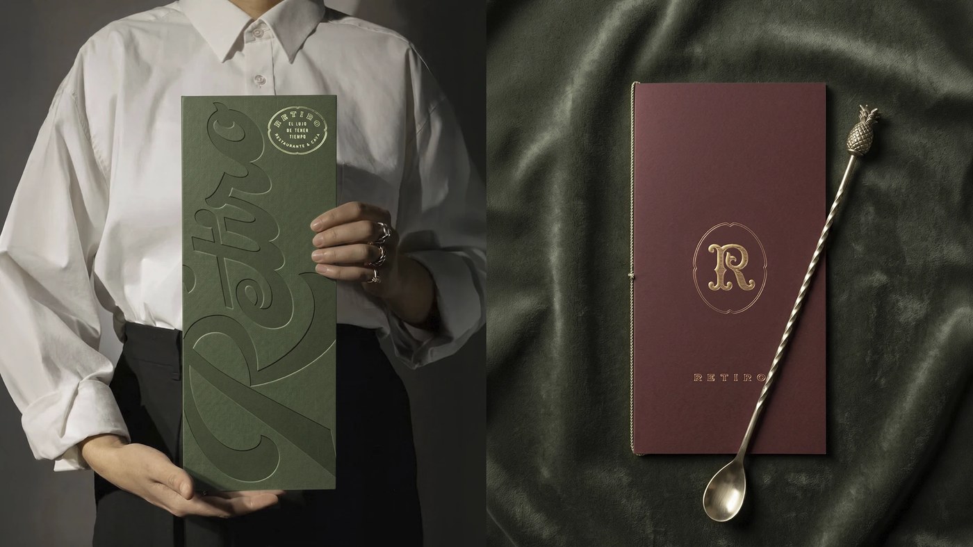 RETIRO branding design staff uniform embroidery detail