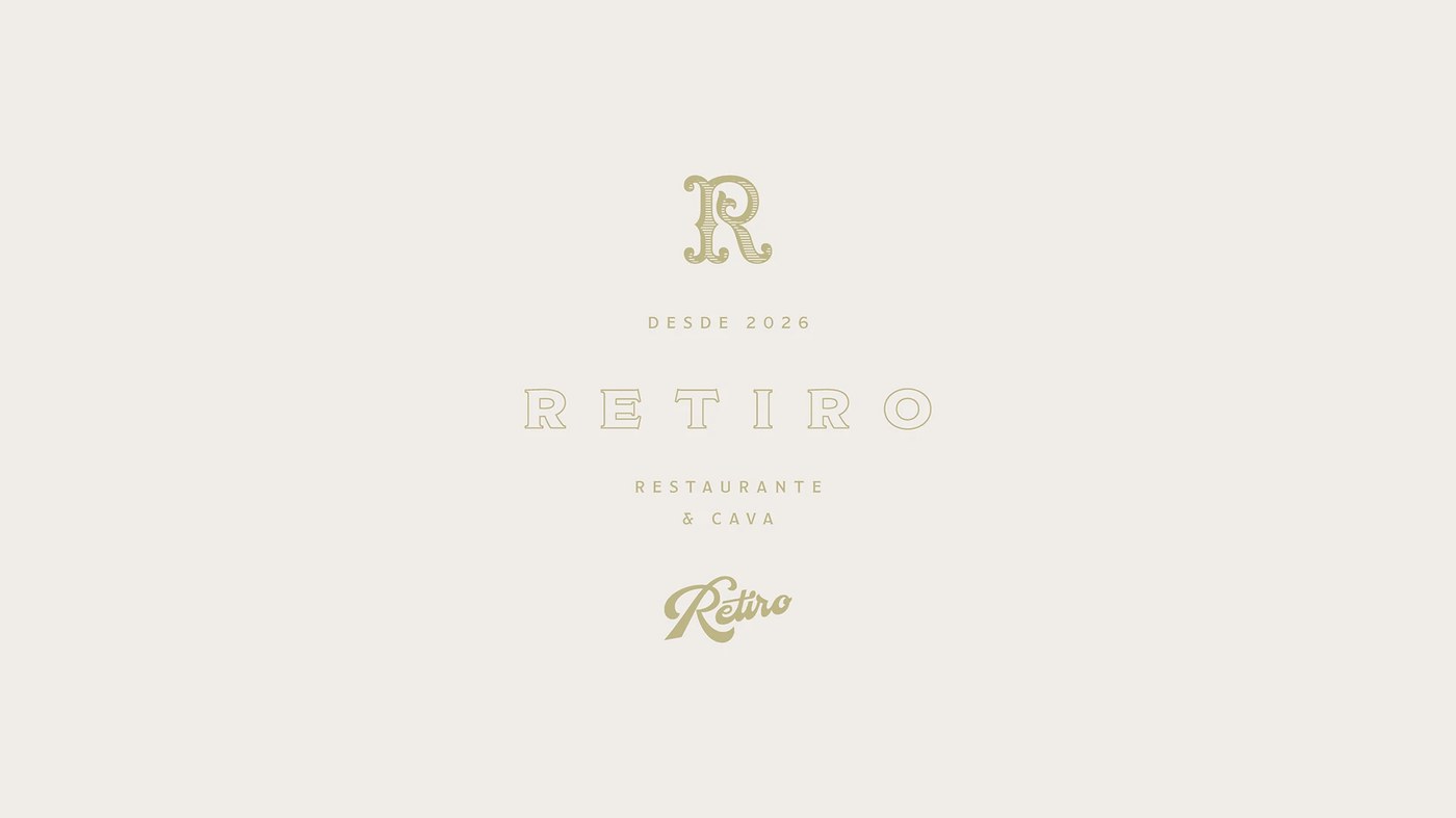 RETIRO branding design calligraphic stationery notes and paper goods
