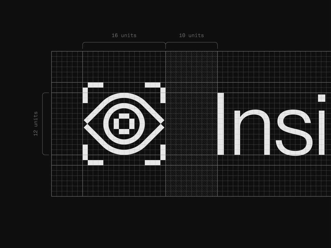16-unit geometric construction grid for the Insight IQ icon and typography system by Studio Julius