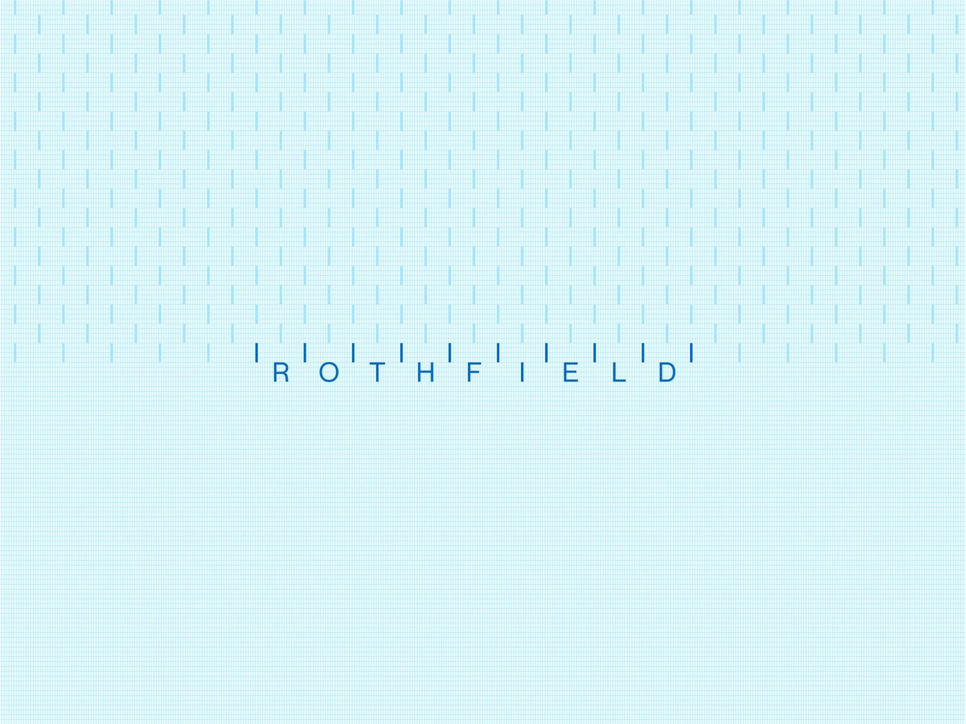 Rothfield wordmark with vertical calibration tick marks on a light blue millimeter graph grid by Studio Julius