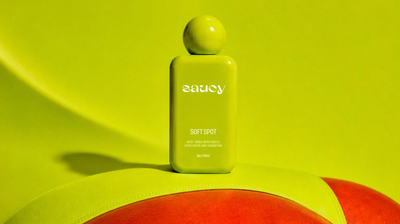 Saucy packaging design Butter Than Me bottle close-up by Nathalia Ultramar