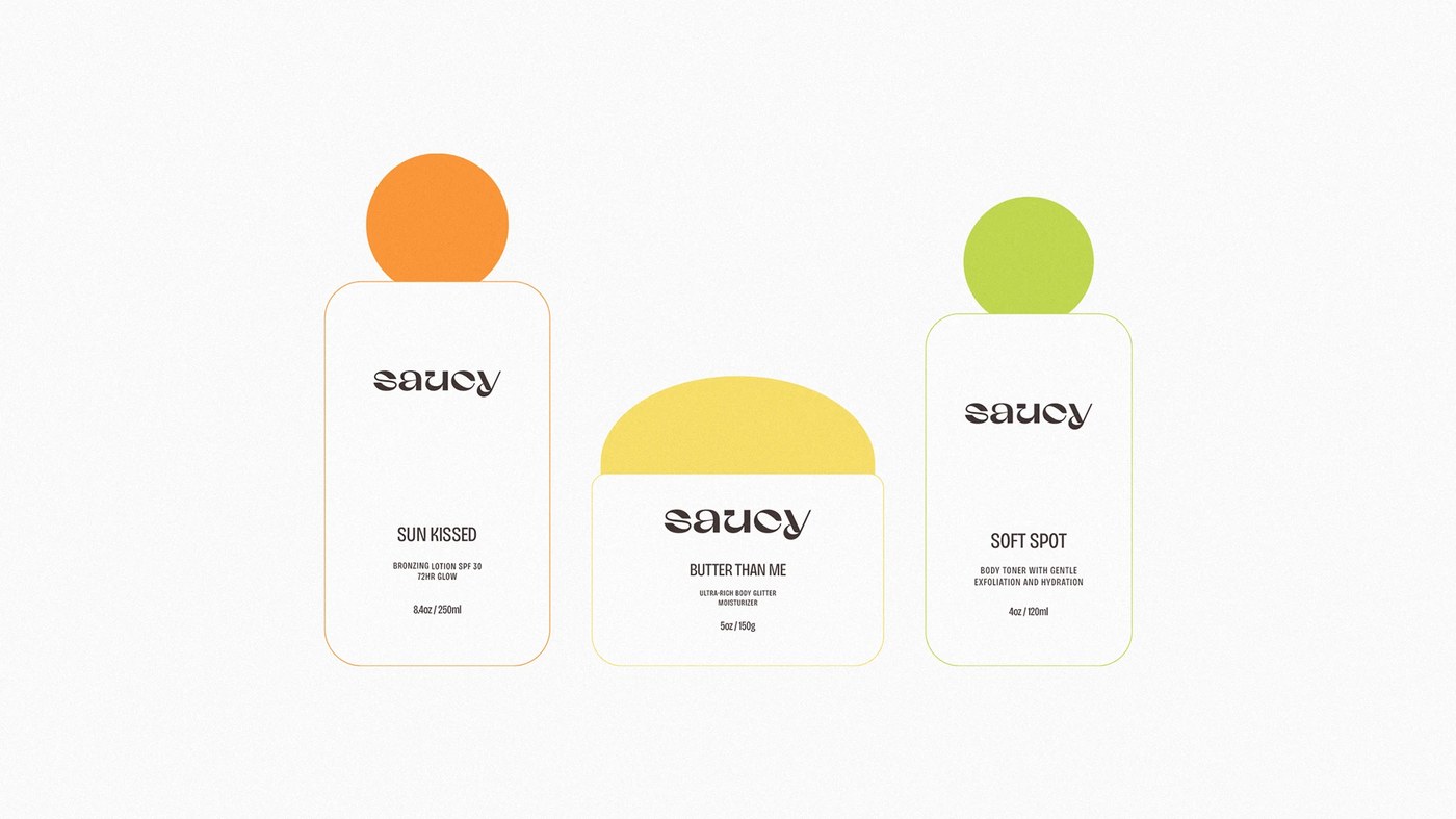 Saucy packaging design color palette and brand guidelines by Nathalia Ultramar