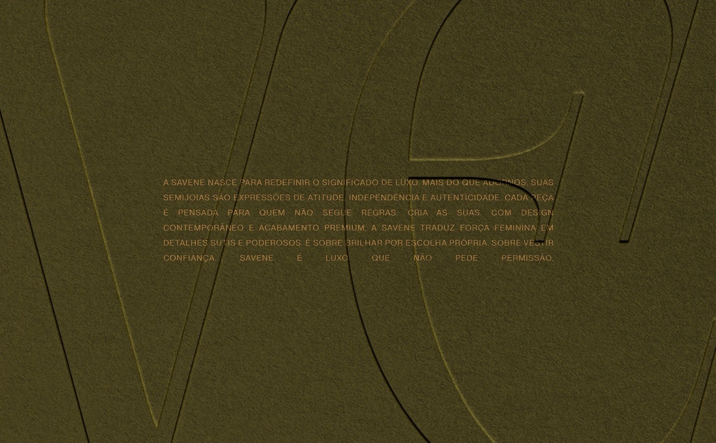 Savene jewelry brand identity showing minimalist layout grids and typography