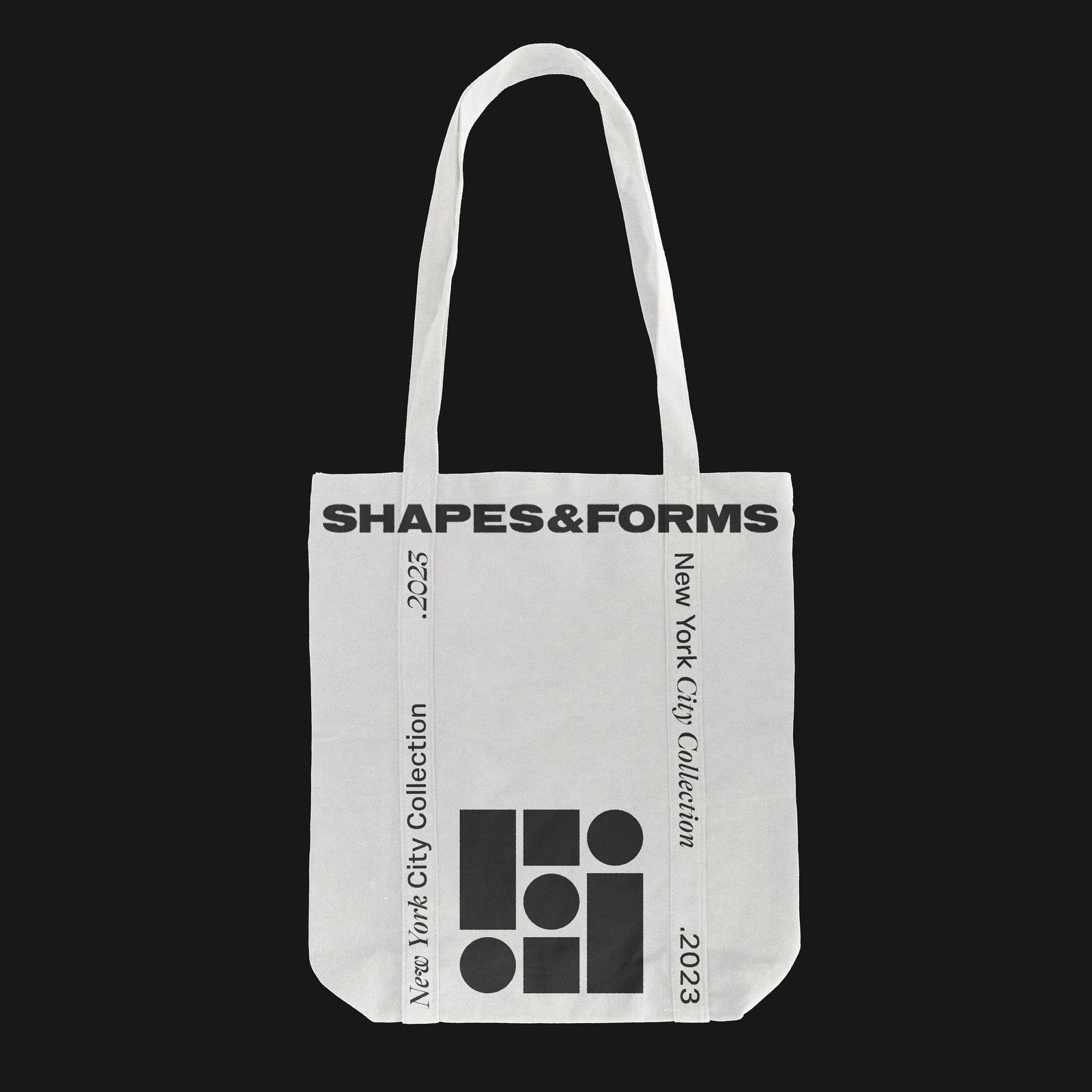 Shapes & Forms raw canvas tote bag from the New York City Collection 2023