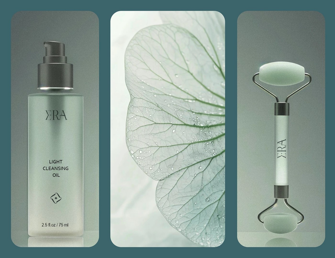 Botellas de cosméticos que detallan etiquetas de marcas para productos de limpieza y cuidado de la piel.