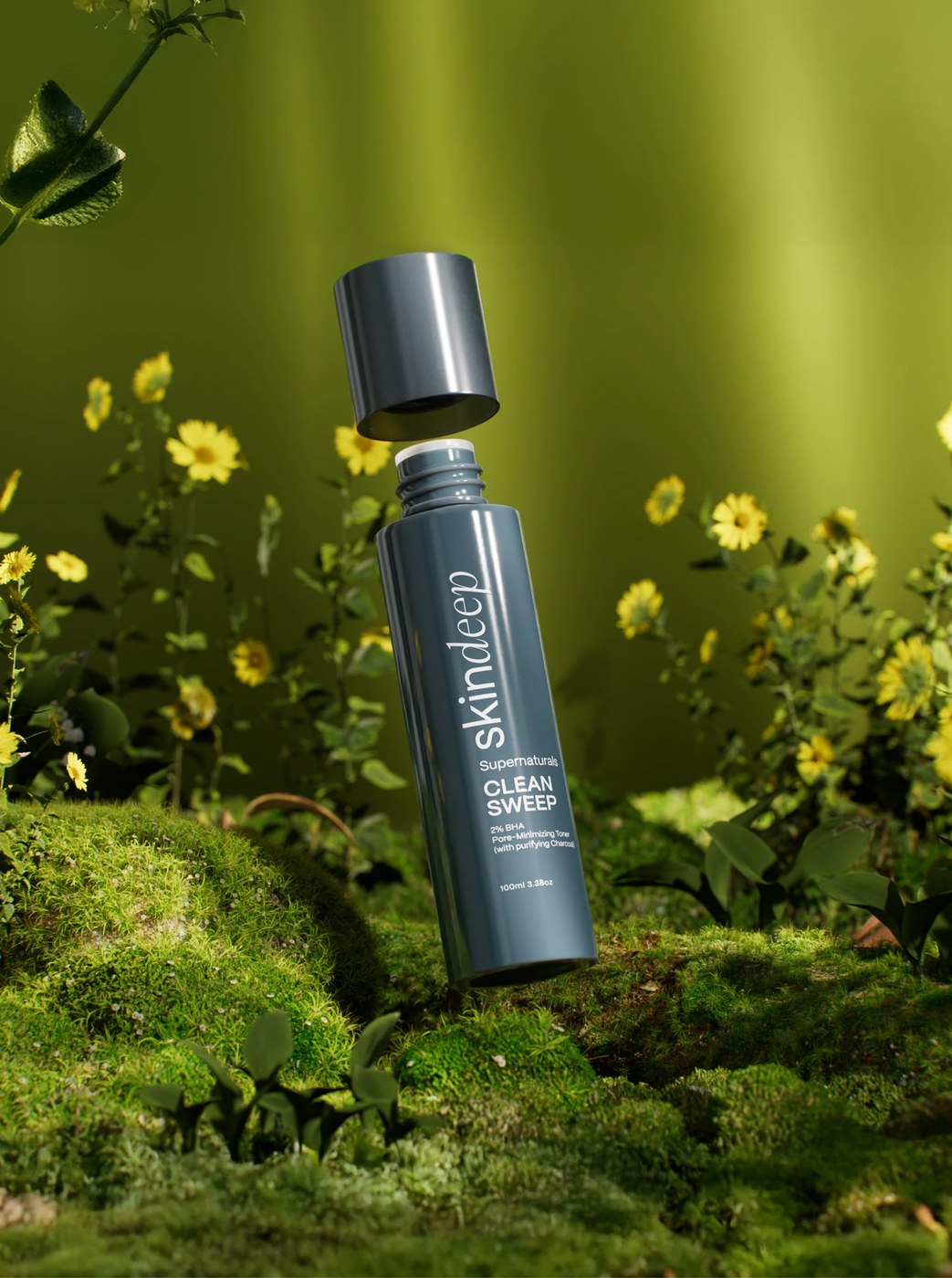 Amber glass bottles showing skincare brand identity packaging design typography