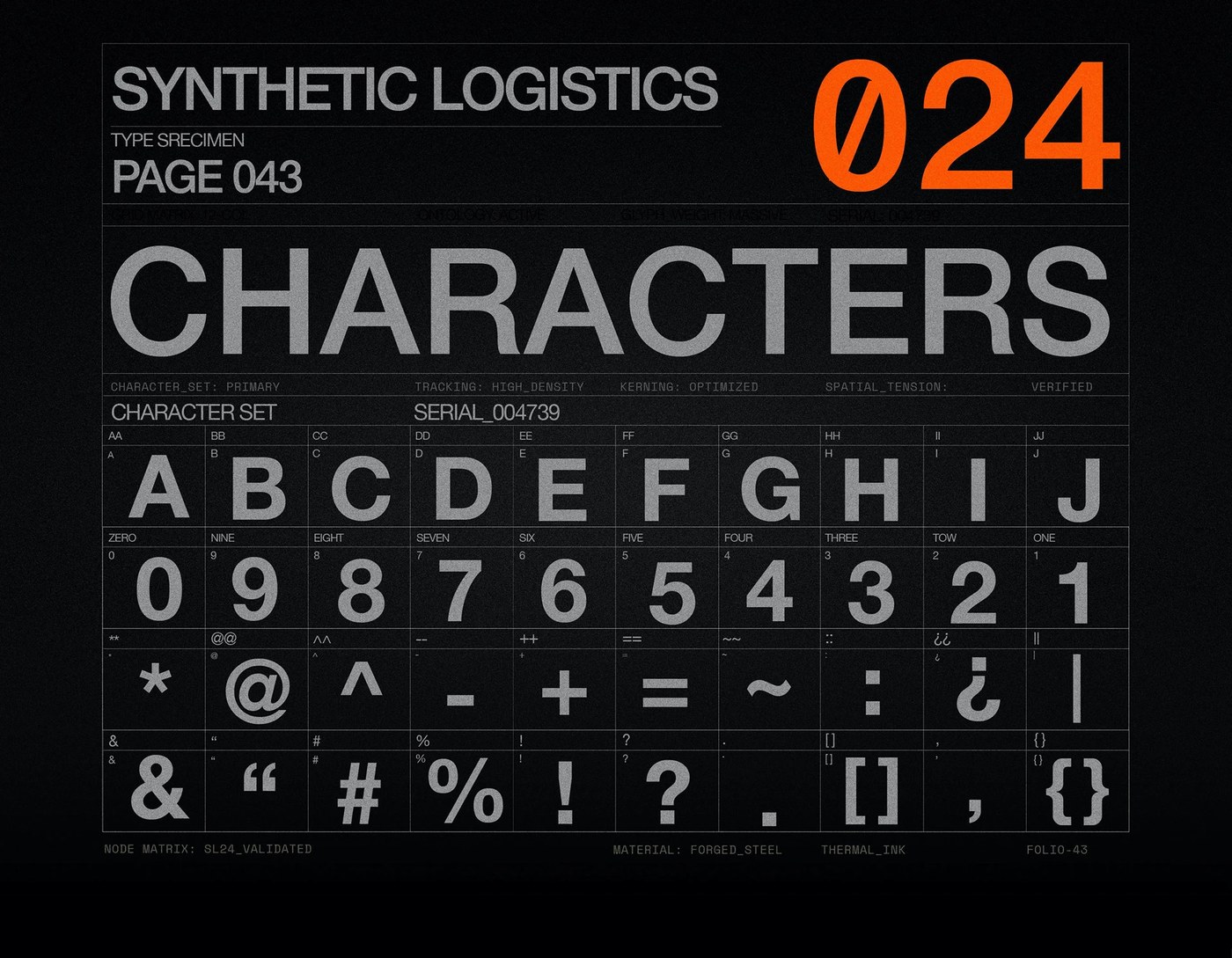 SL24 brutalist typography monolithic numeral scale and grid structure by Kseniya Artman