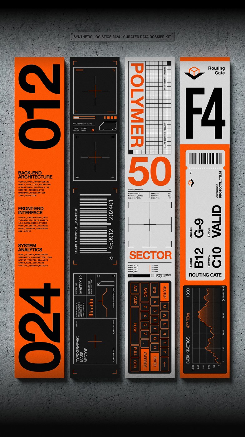 SL24 brutalist typography fluorescent safety orange warning badge by Kseniya Artman