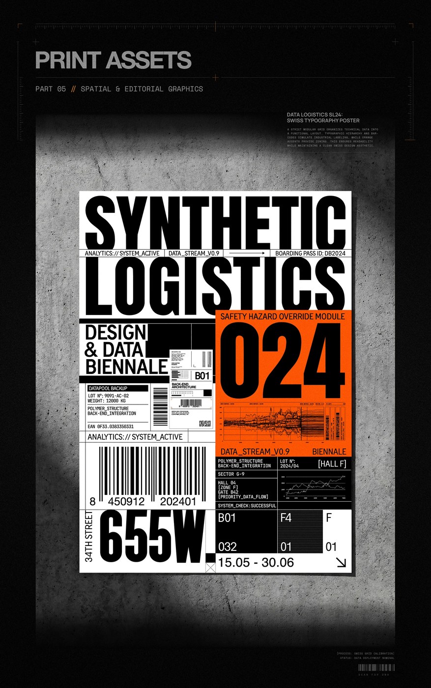 SL24 brutalist typography exhibition poster with condensed display glyphs by Kseniya Artman