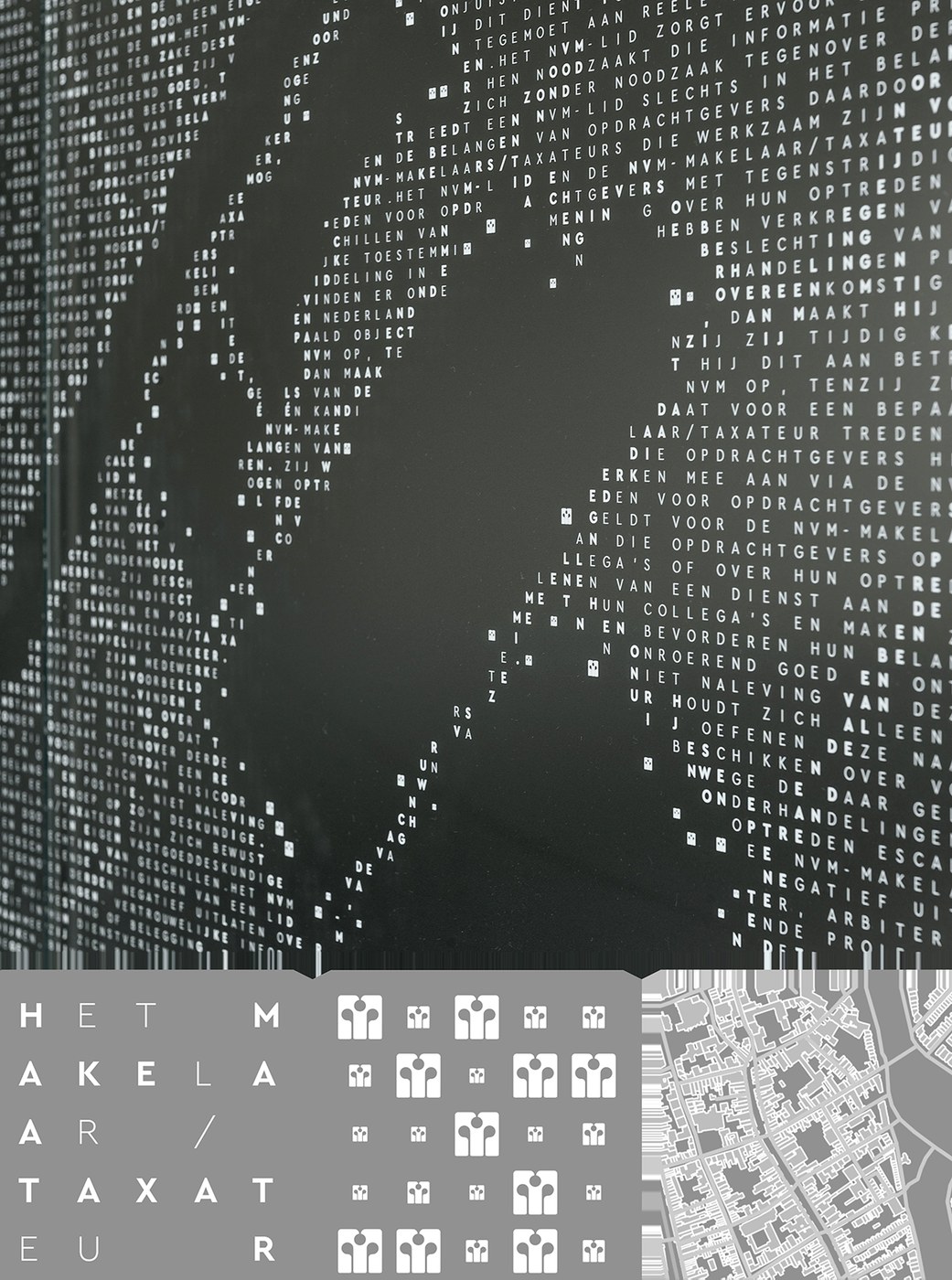 Dutch real estate honour code typography wall relief in spatial design