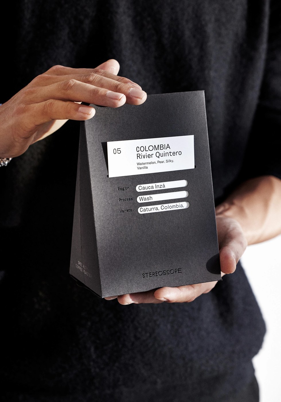 Modular card labelling system in packaging design featuring roast variables and fermentation details by OlssønBarbieri