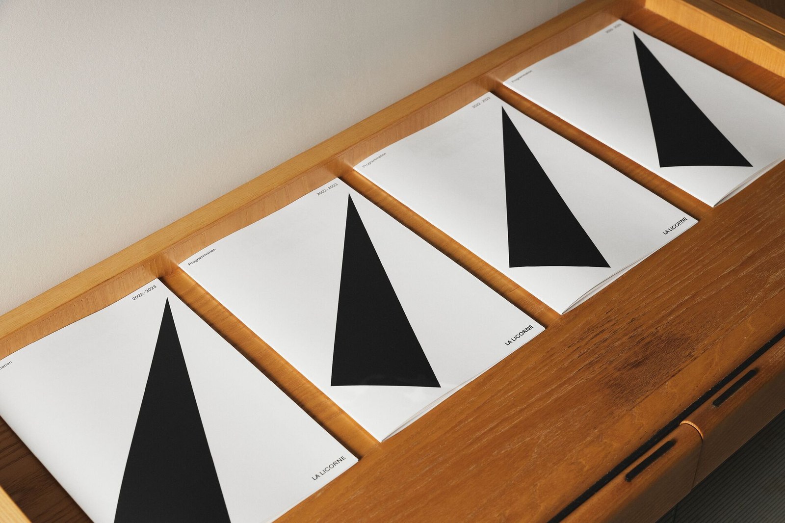 Théâtre La Licorne graphic design and angled horn identity system by Caserne