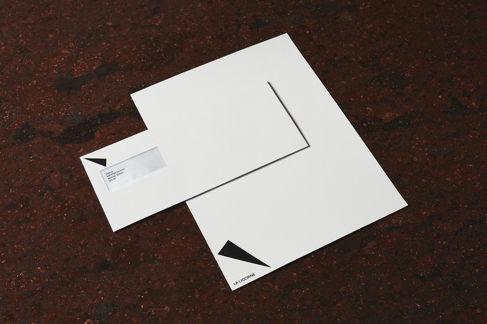 Théâtre La Licorne stage campaign collateral and diagonal horn motif by Caserne