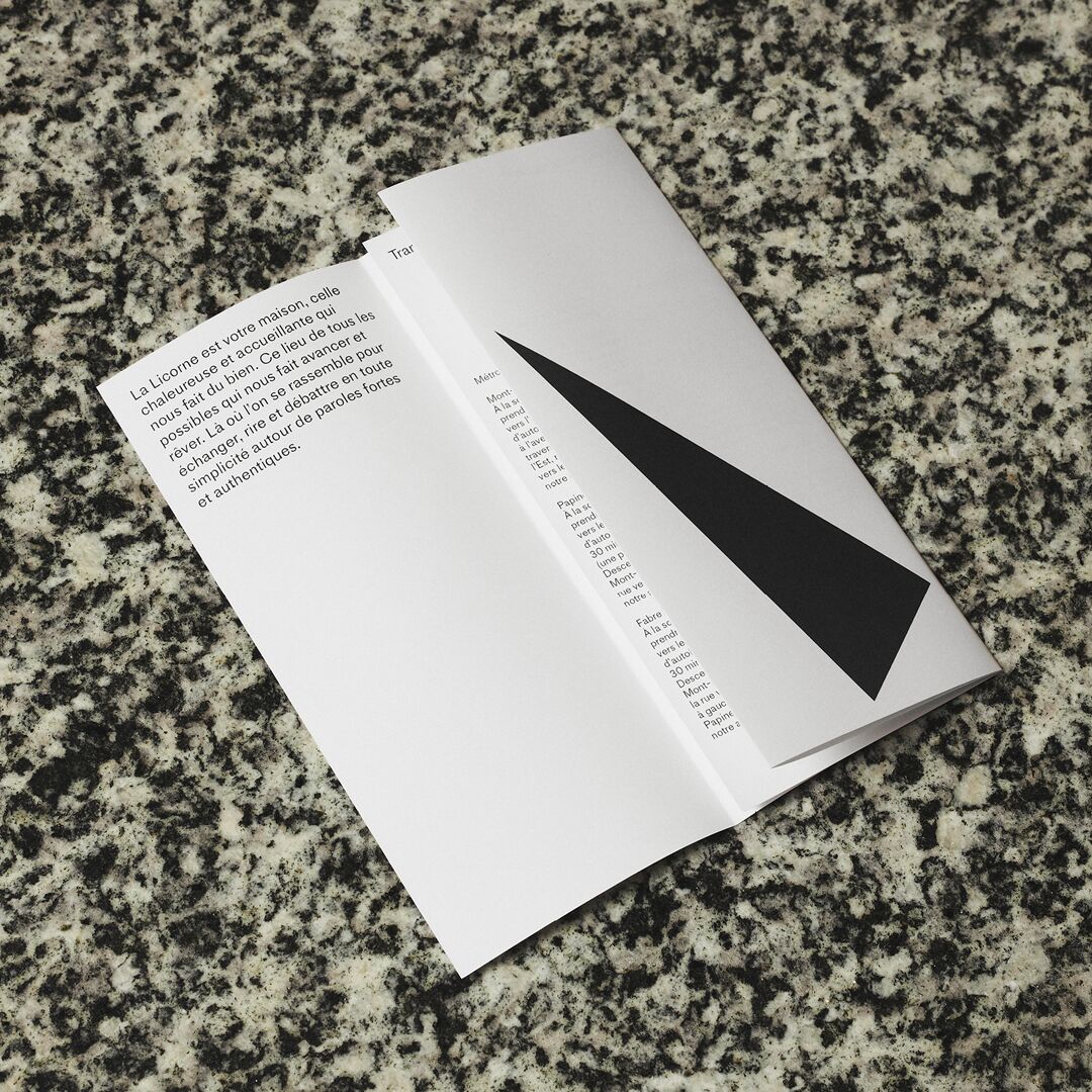 Théâtre La Licorne printed season brochure and editorial spread by Caserne