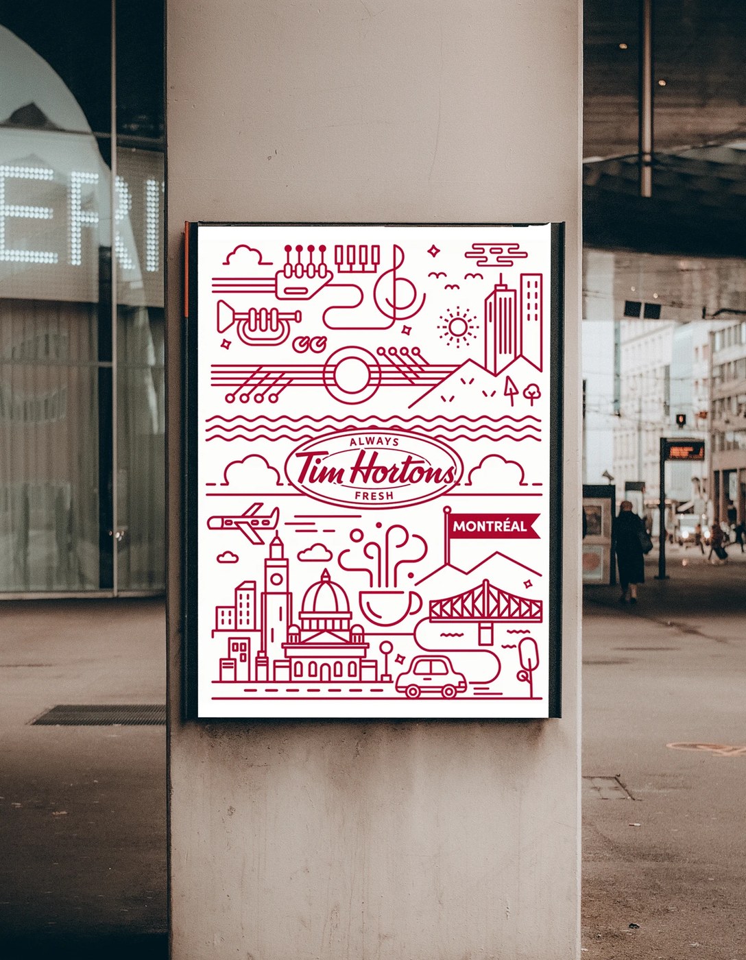 Tim Hortons City Branding alternate view — brand identity design by studio le_m