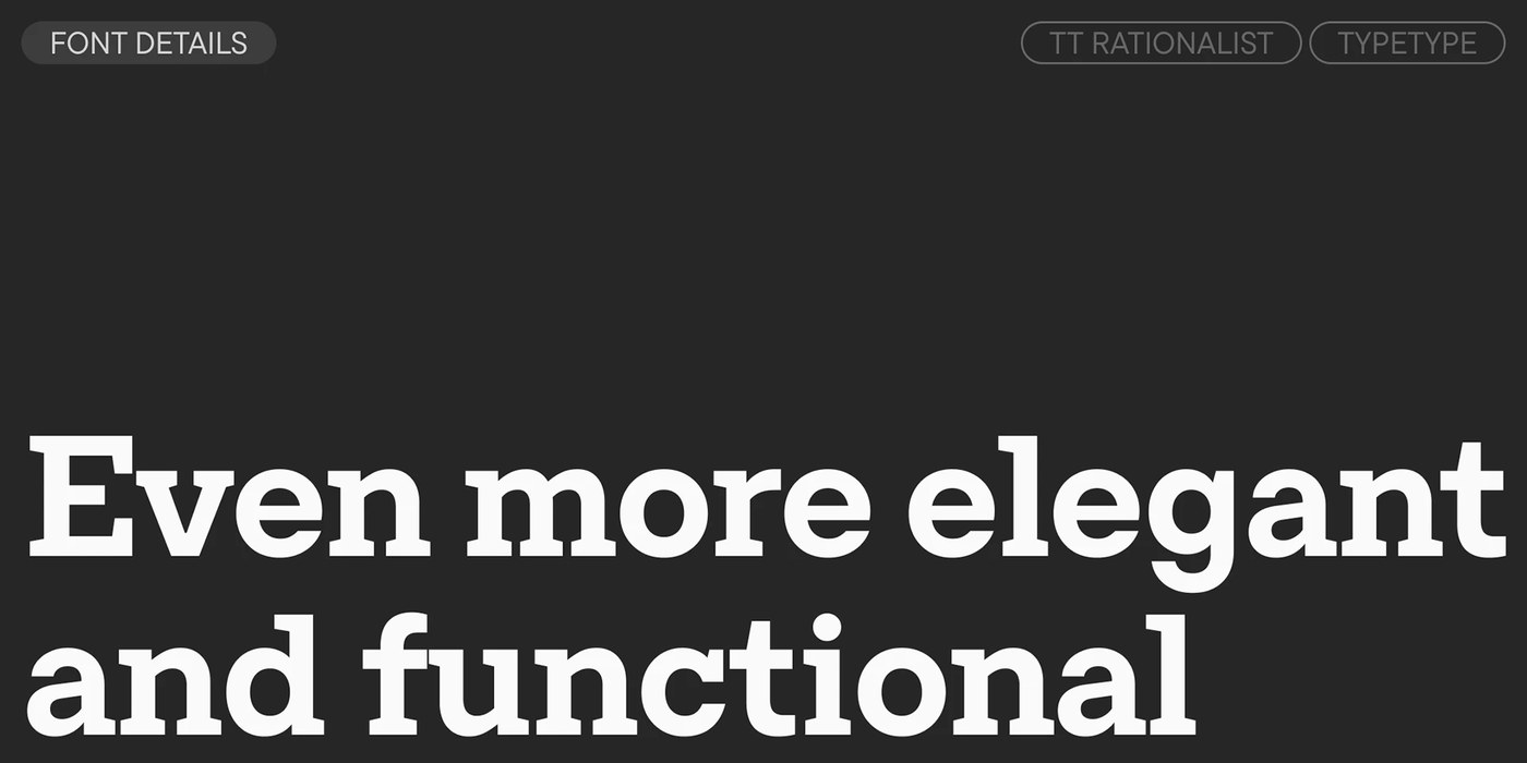 Detailed anatomical specimen highlighting refined trapezoidal serifs and curved leg transitions in TT Rationalist typography
