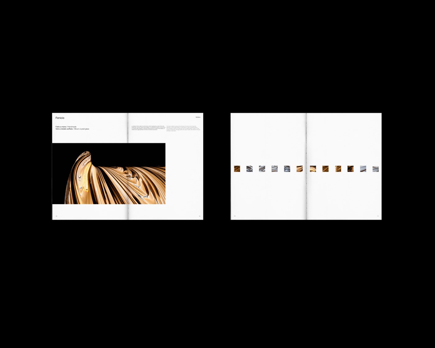 Editorial design layout and Murano glass photography