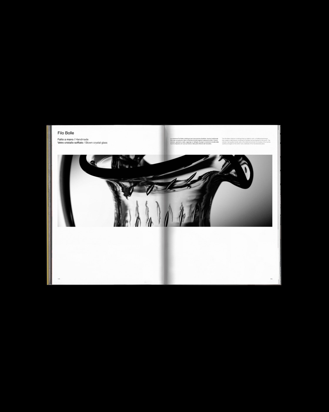 Editorial design columns and artisan glass narrative