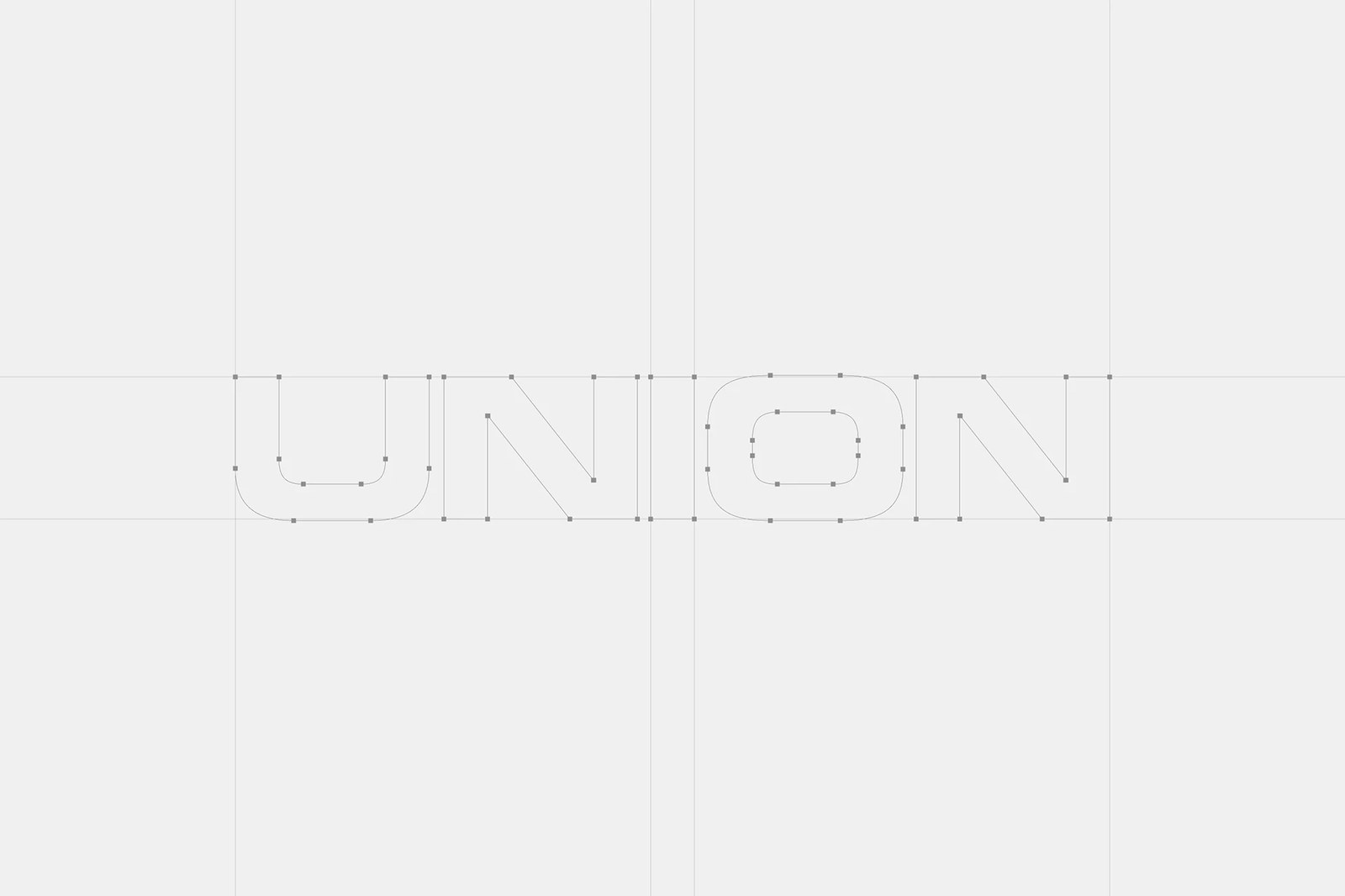 Vector bezier anchor point wireframe of the Union wordmark constructed in Illustrator by Two Times Elliott